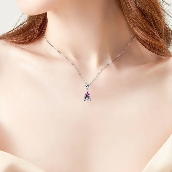 Women’s 925 Sterling Silver Purple Castle Pendant/Charm Zircon Heart - NWT - Picture 3 of 5